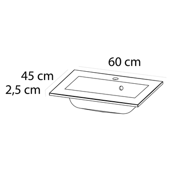 Tiger Maryport Badkamermeubelset 60 cm Mat wit met wit glanzende polybeton wastafel en matzwarte grepen