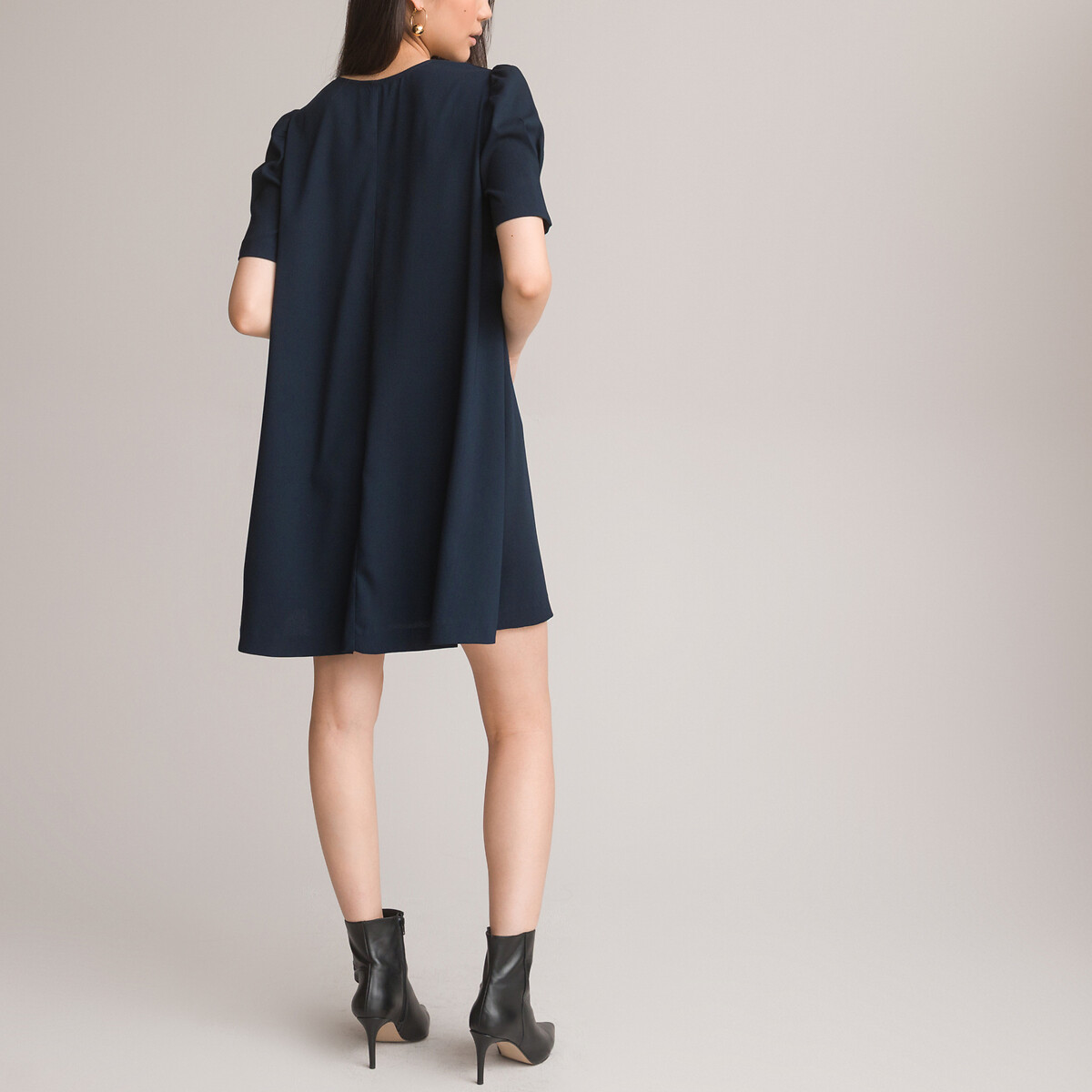 COLEÇÃO LA REDOUTE<br>Vestido curto, decote em V, mangas curtas