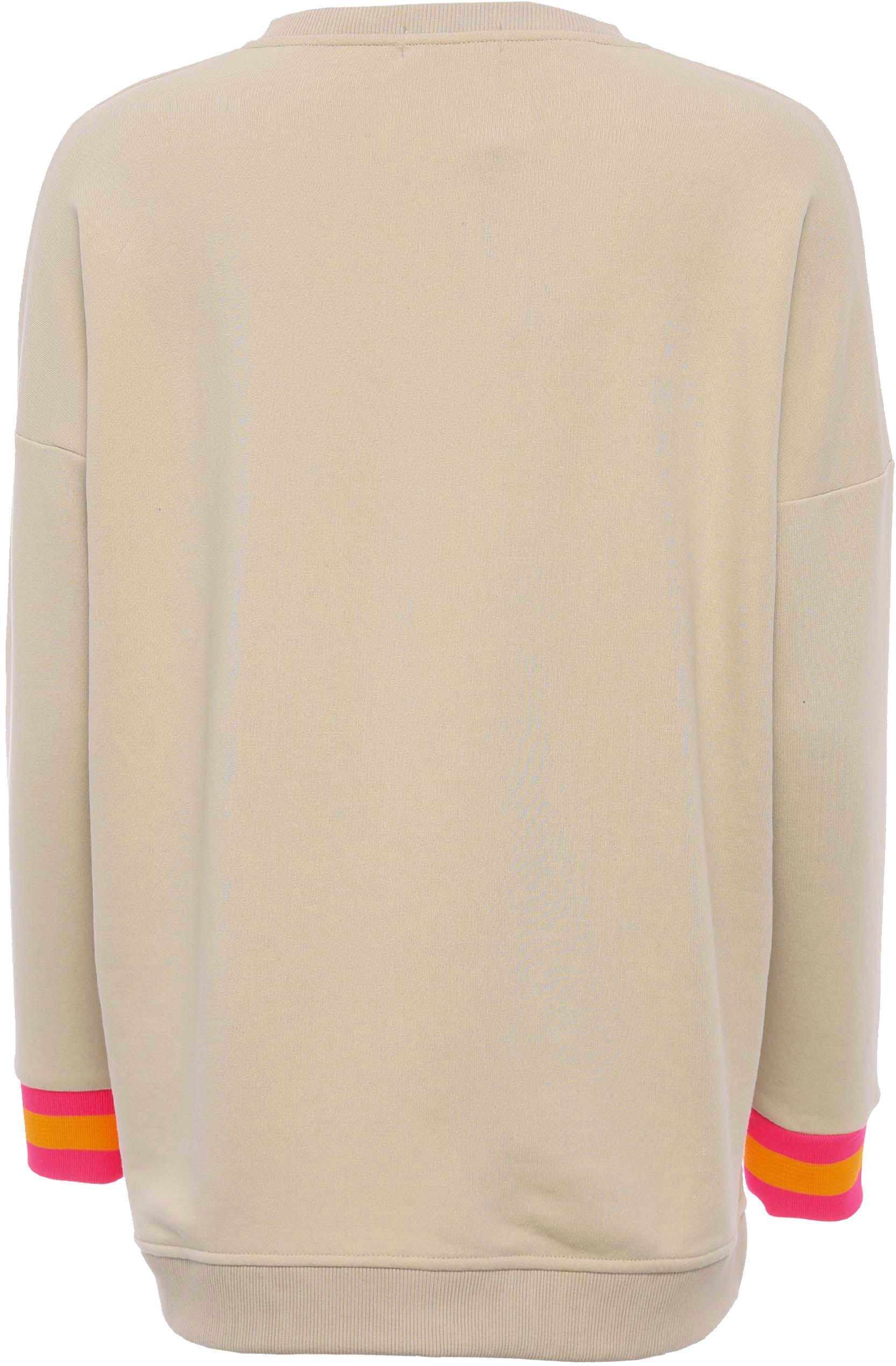 Zwillingsherz Sweatshirt , V-Ausschnitt, neonfarbenen Bündchen, Seitenschlitze, Langarm