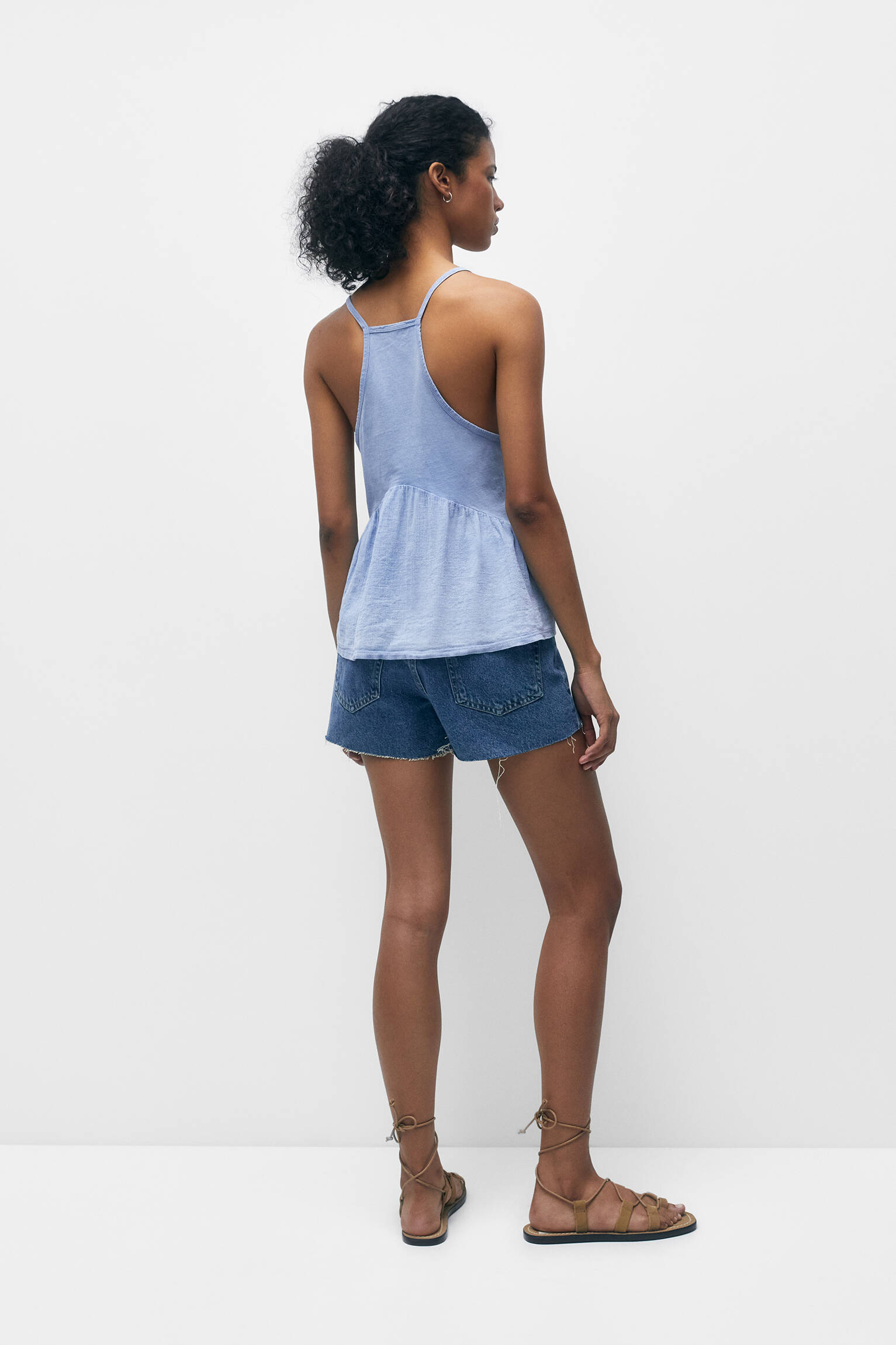 BLUSA DE MALHA COMBINADA - AZUL LAVADO