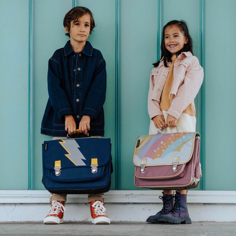 Cartable Arc en ciel étoilé 38 cm Rose pâle