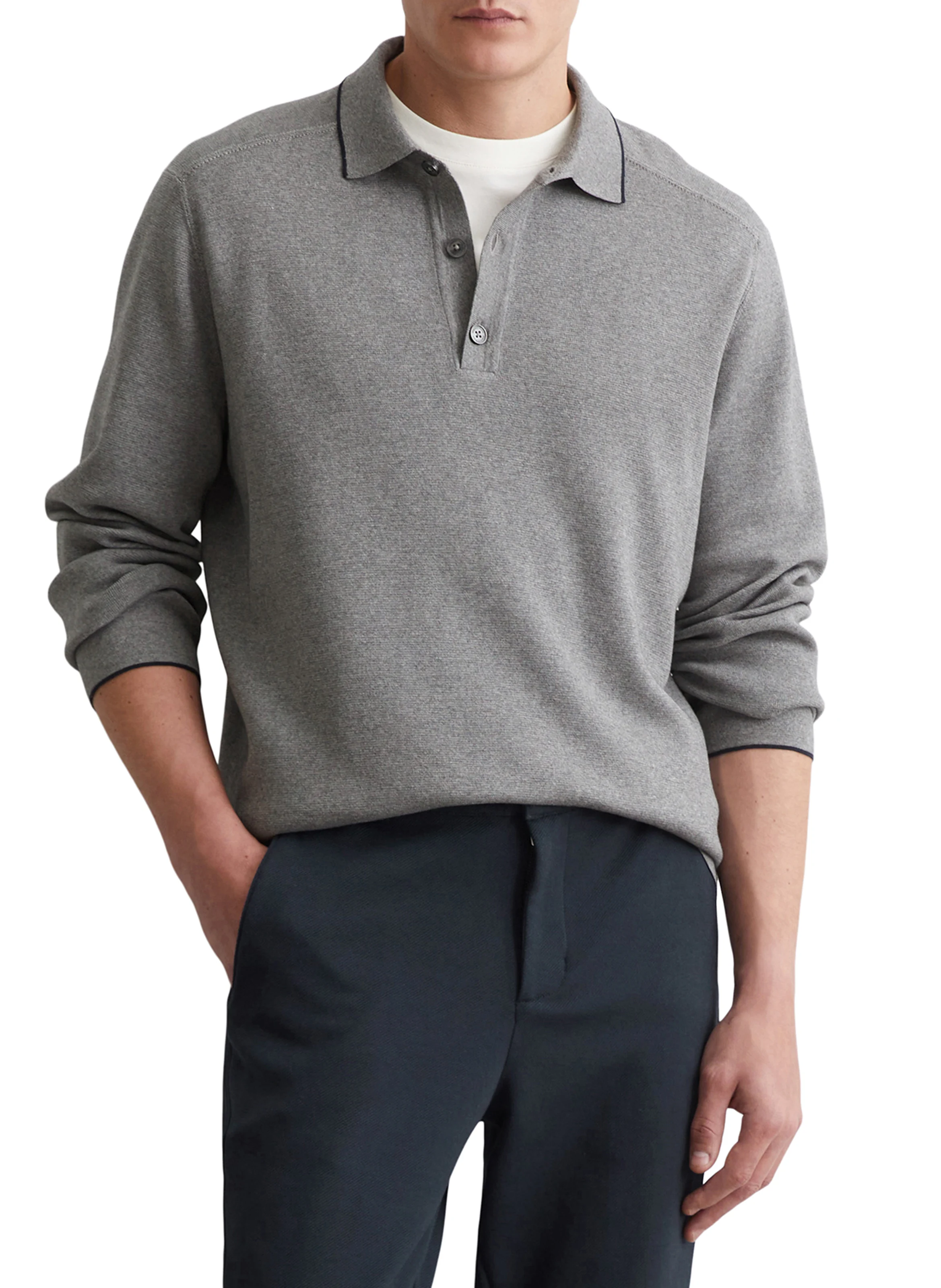 Polo droit en coton | Gris
