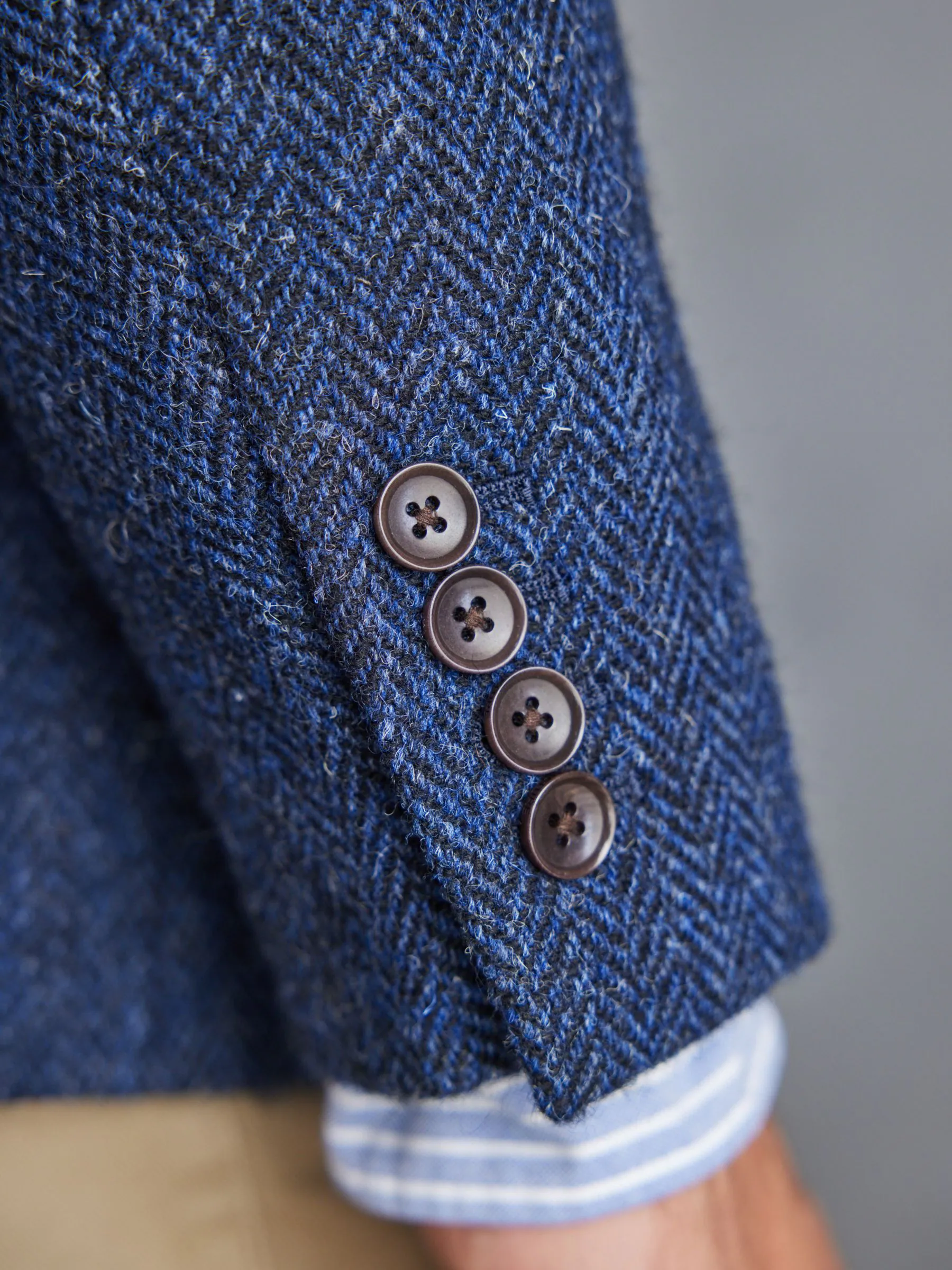 Blauw - Signature - Harris tweed Britse wollen blazer