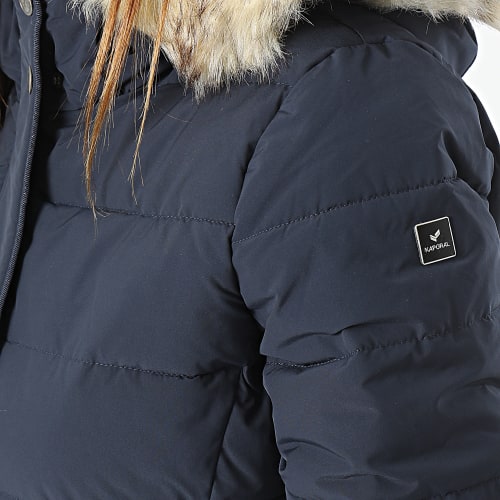 Doudoune Capuche Fourrure Femme Dibby Bleu Marine