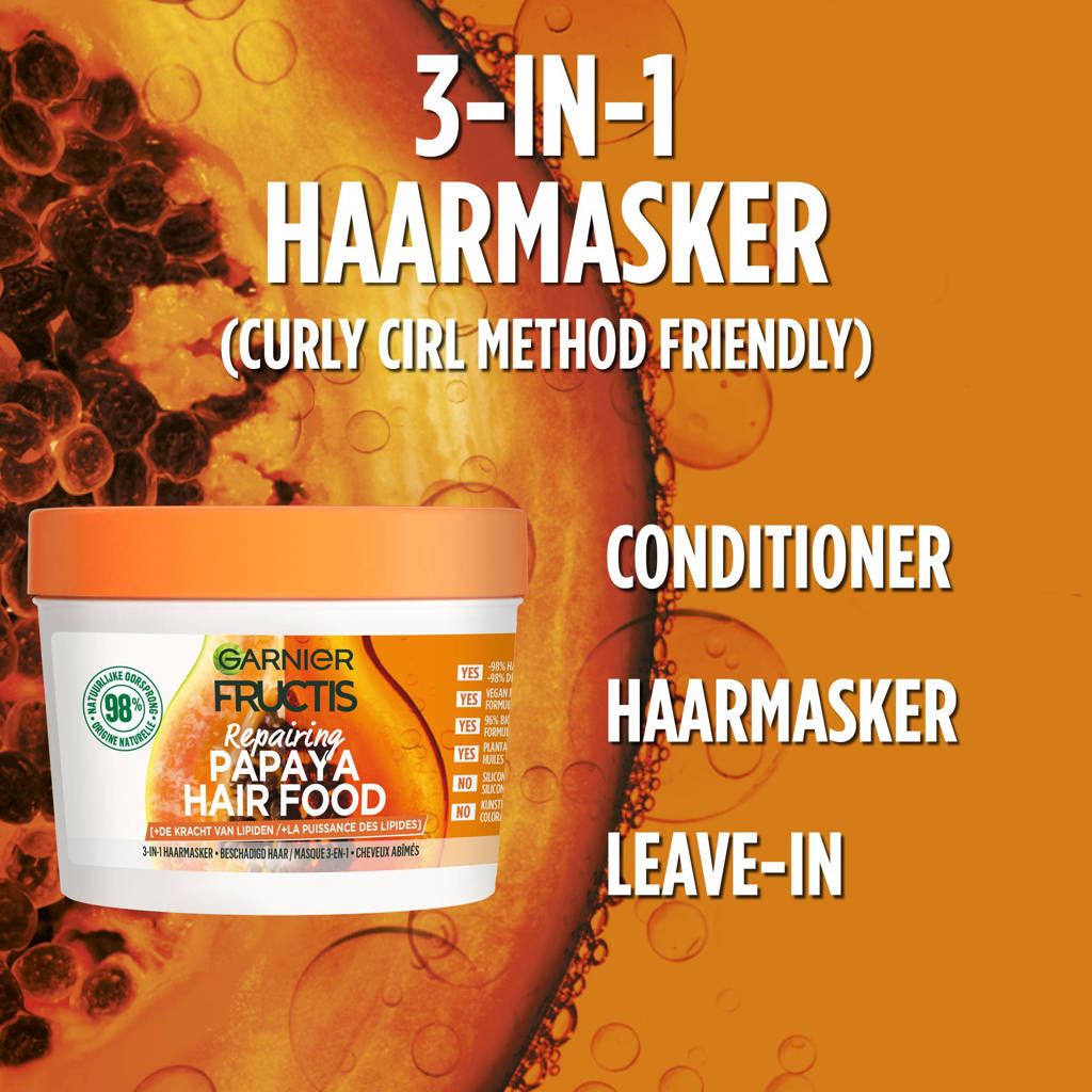 Goed haarmaskarFructis Hair Food Papaya haarmasker - 400 ml - Beschadigd haar