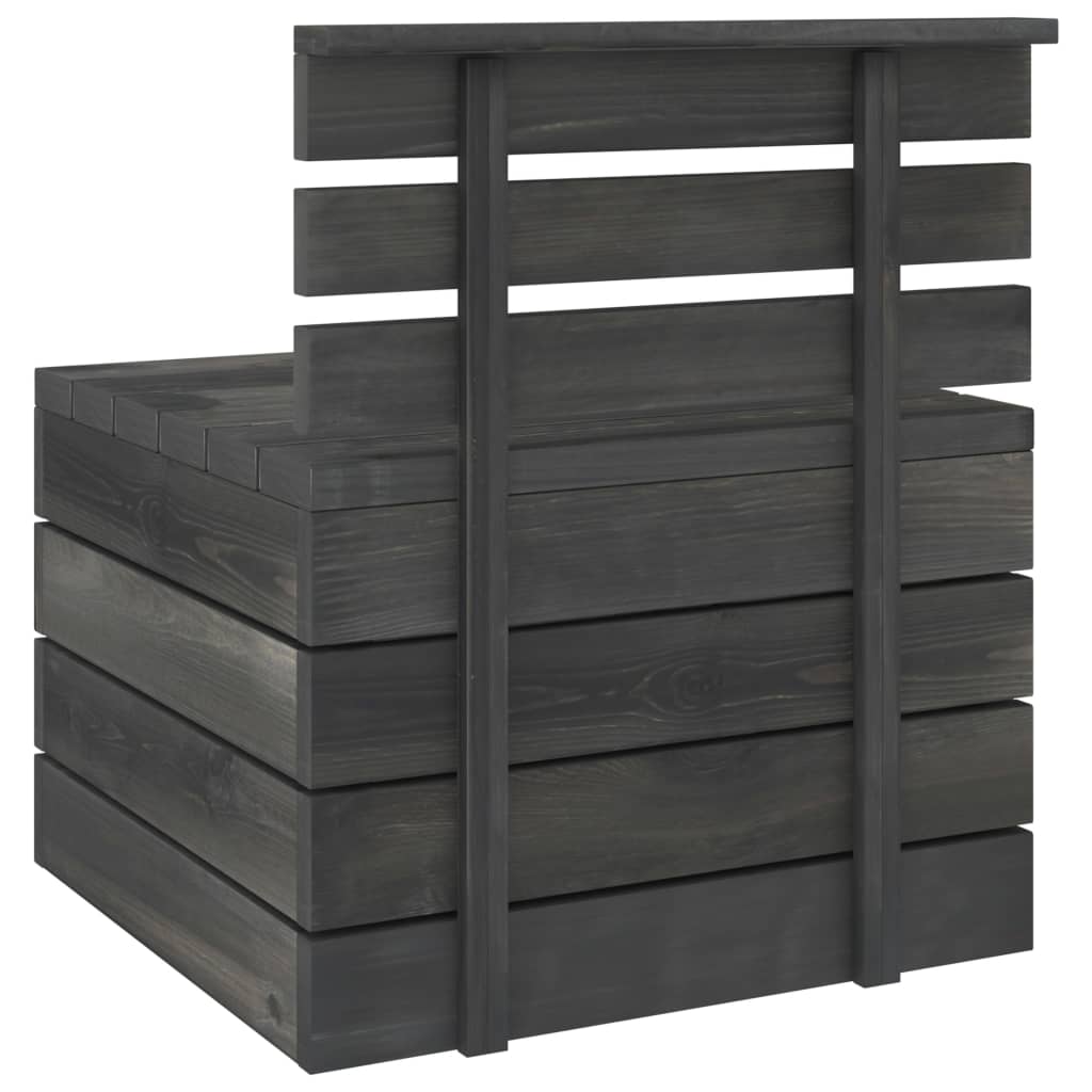 Salon de jardin palette meuble d'extérieur ensemble de mobilier 6 pièces bois de pin massif gris foncé