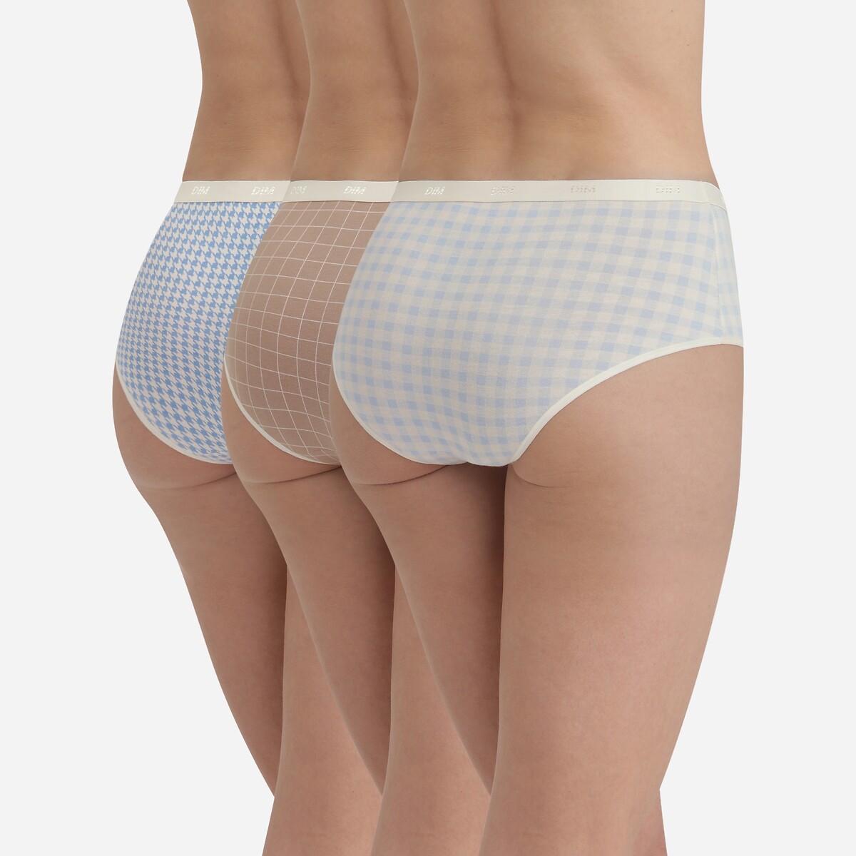 DIM<br>Conjunto de 3 calças de cintura baixa com bolsos pequenos em algodão elástico