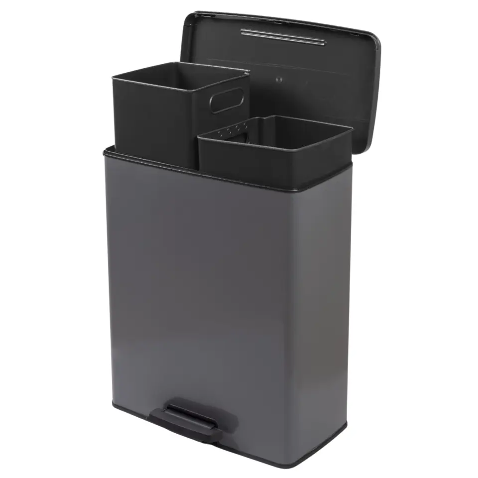 Curver Decobin Duo Prullenbak - 26L 26L - Rechthoekig - Cool Grey