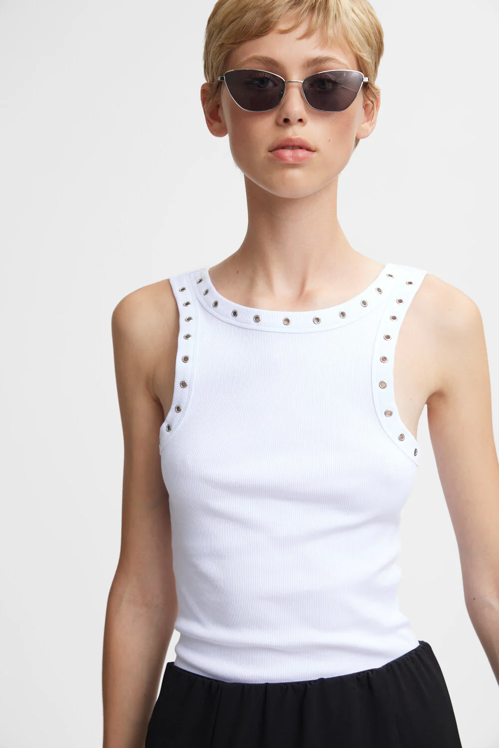 GESTUZ  DrewGZ eyelet tanktop - hvid