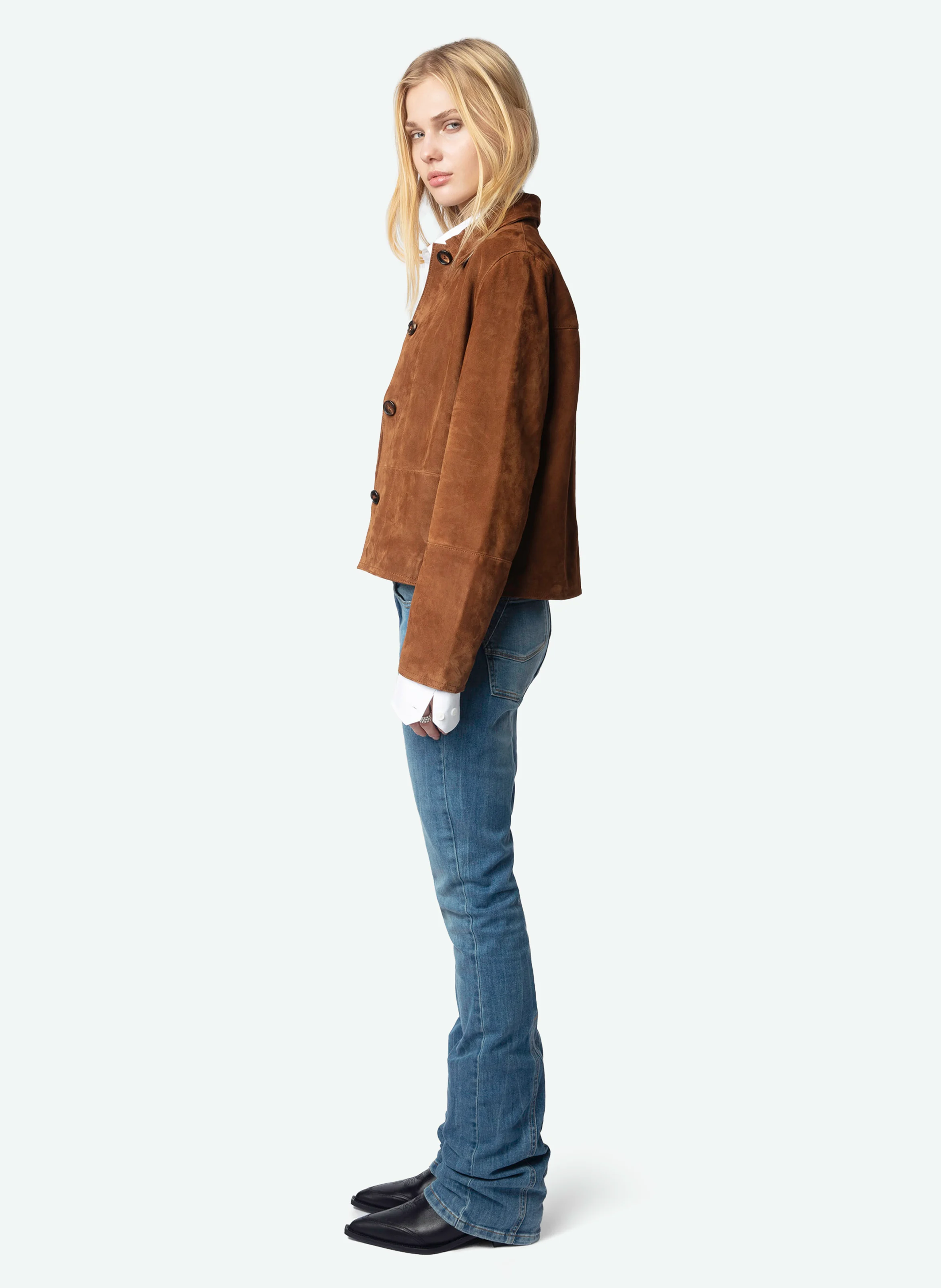 LESSA - Blouson boutonné en suédine| Marron