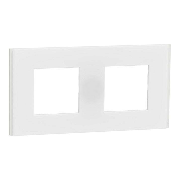 Plaque de finition double Schneider Electric Unica Déco Signature blanc neige