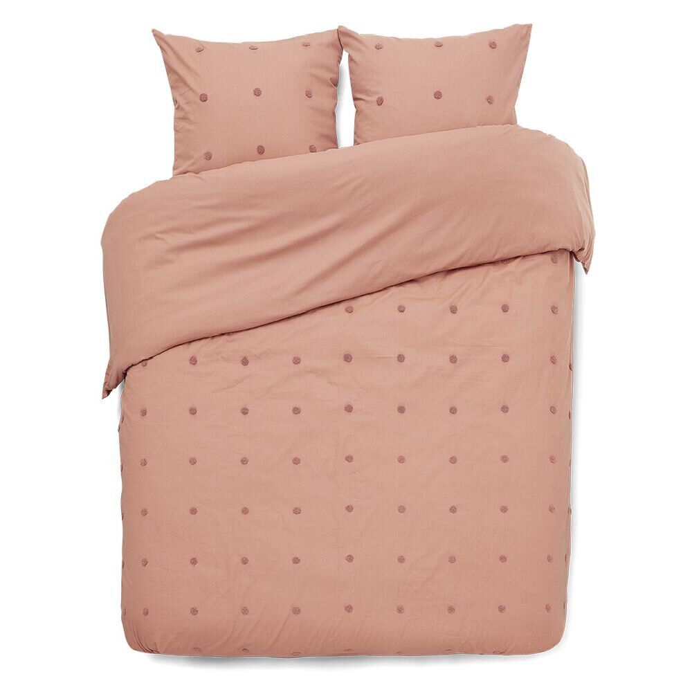 Parure de lit 2 personnes 240x220cm réversible tufté orange foncé