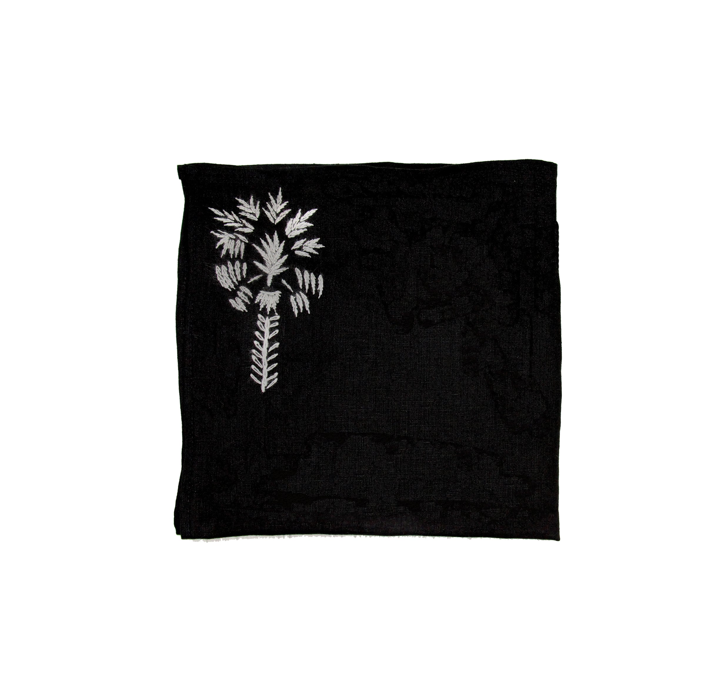 Serviette en lin brodée à la main (Lot de 4)