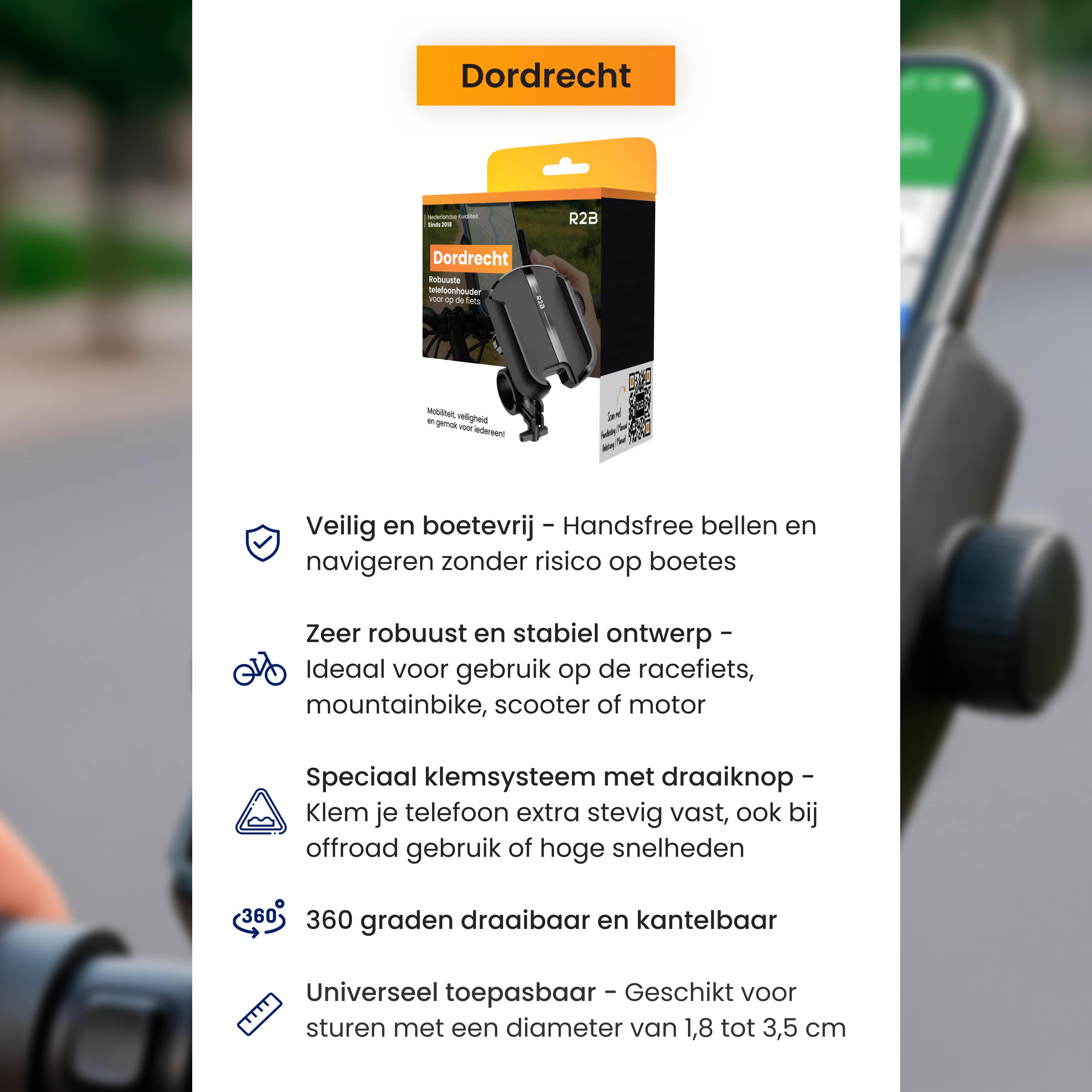 R2B robuuste telefoonhouder