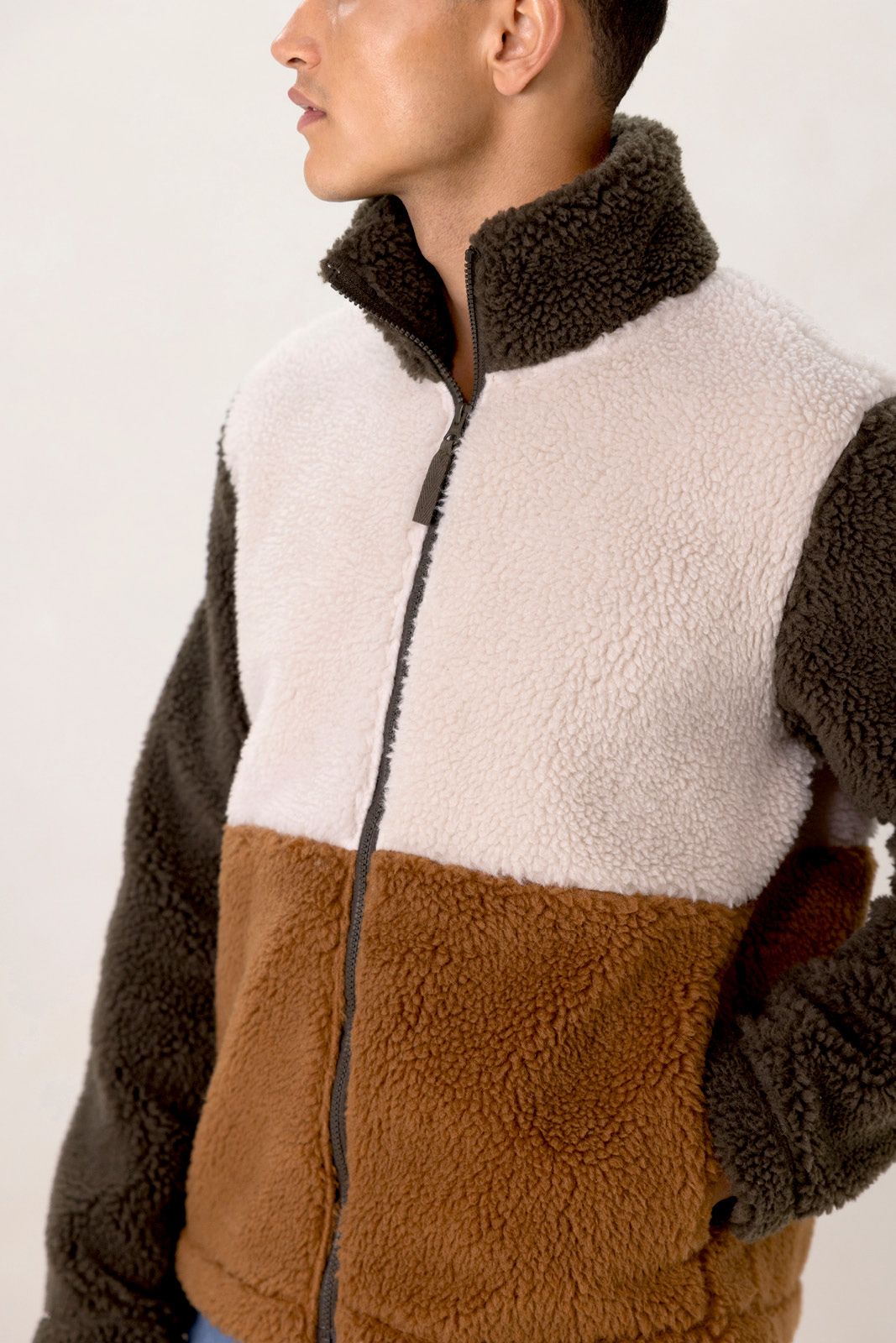 Colourblock teddy jas