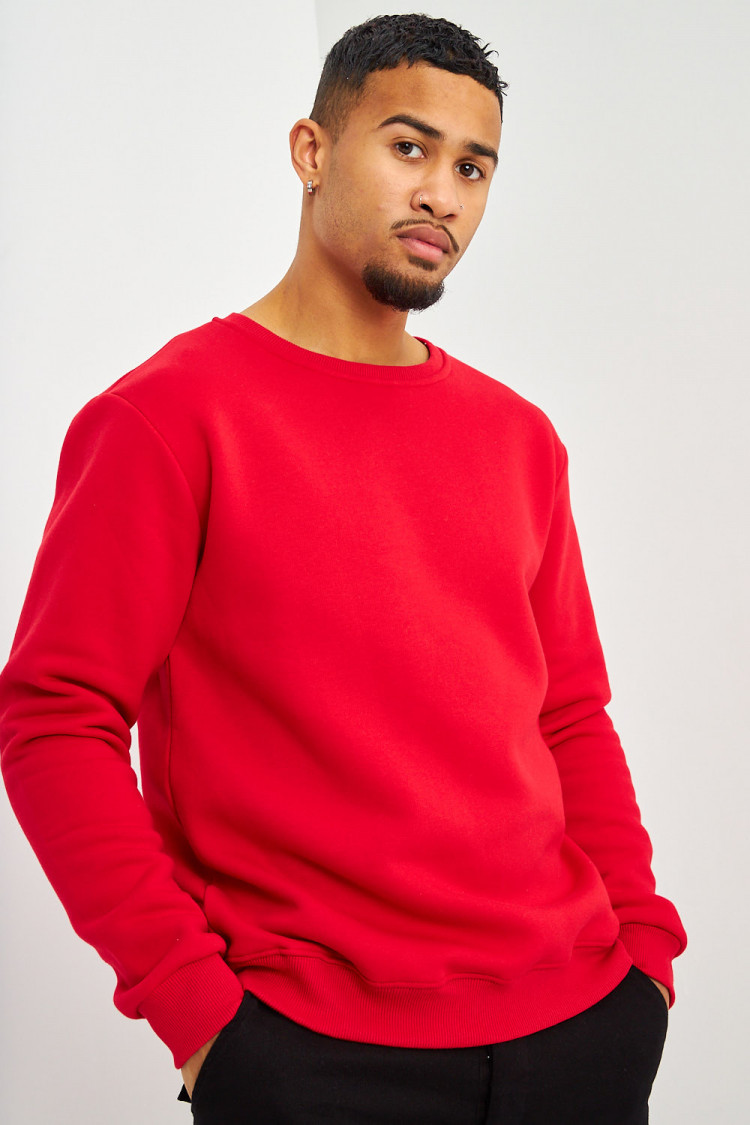 Sweat rouge col rond