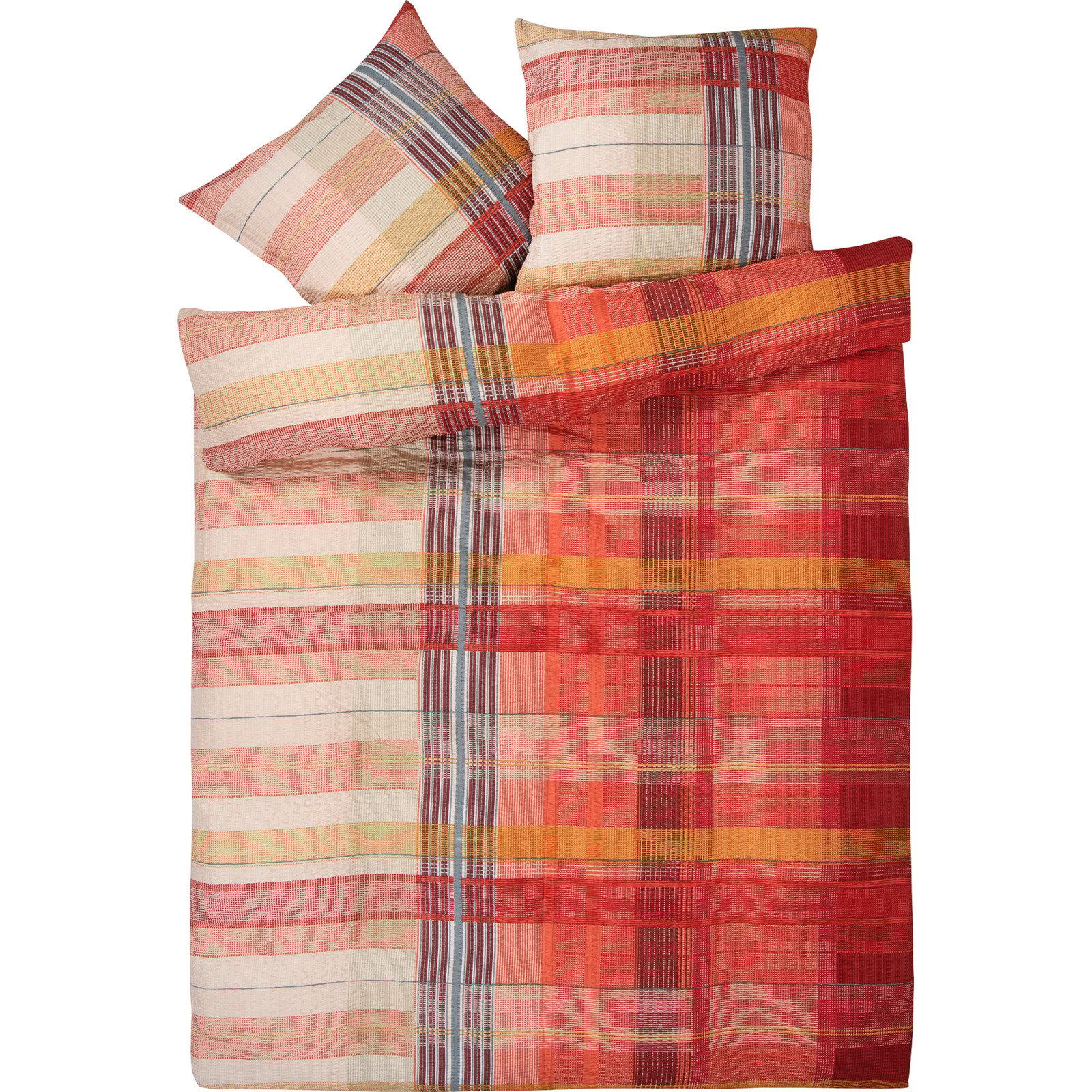 Bettwäsche Karomuster 200x210 2x65x65 Bettanzug Fra