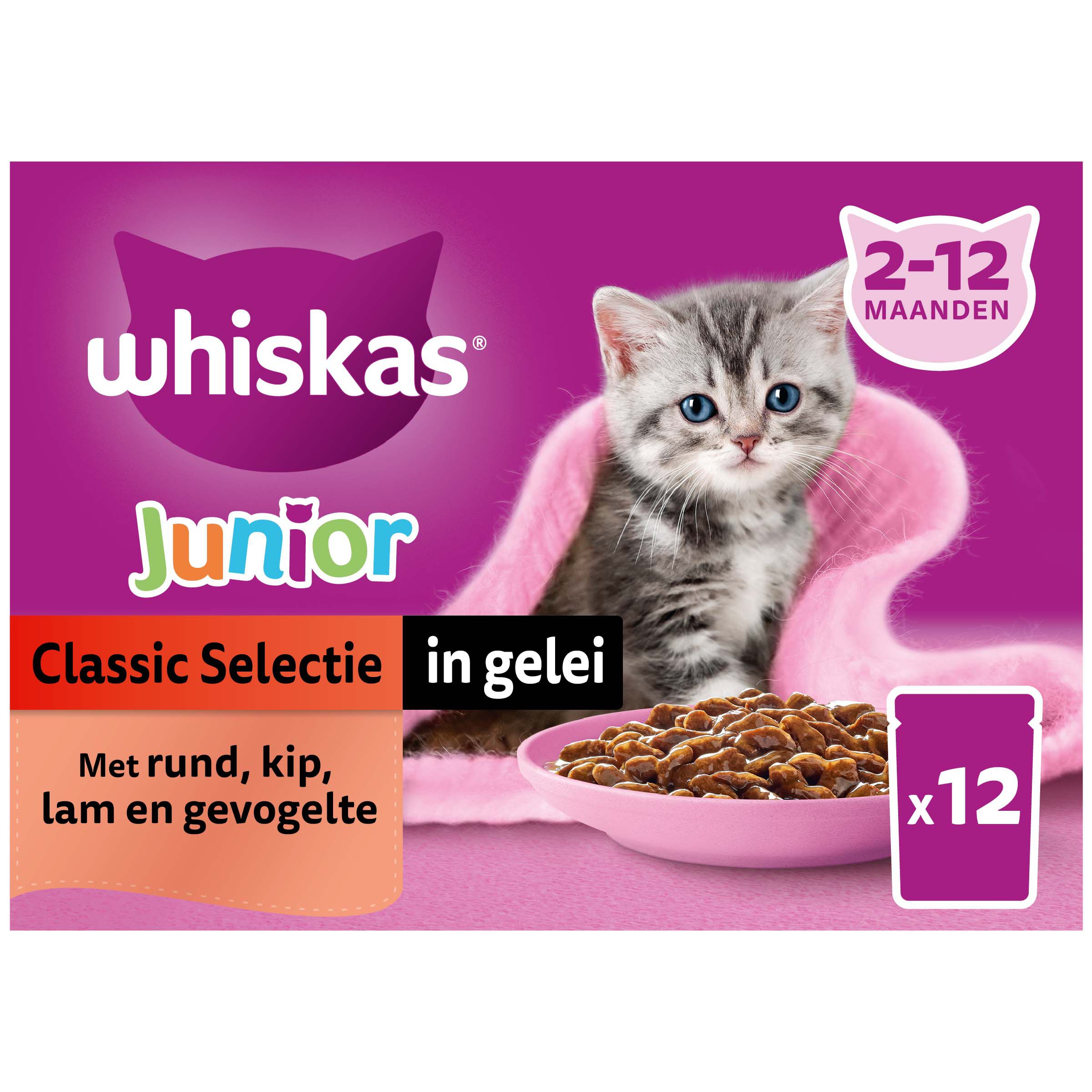 Whiskas Junior 1  Classic Meals - Kattenvoer - 12x85 gram - 1020 Gram - saus