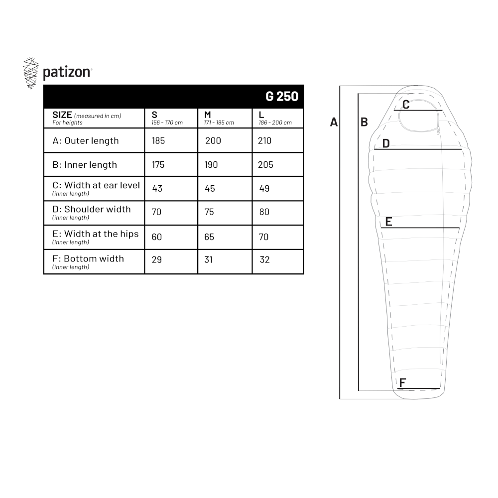 Patizon G 250 L mummyslaapzak - Grey