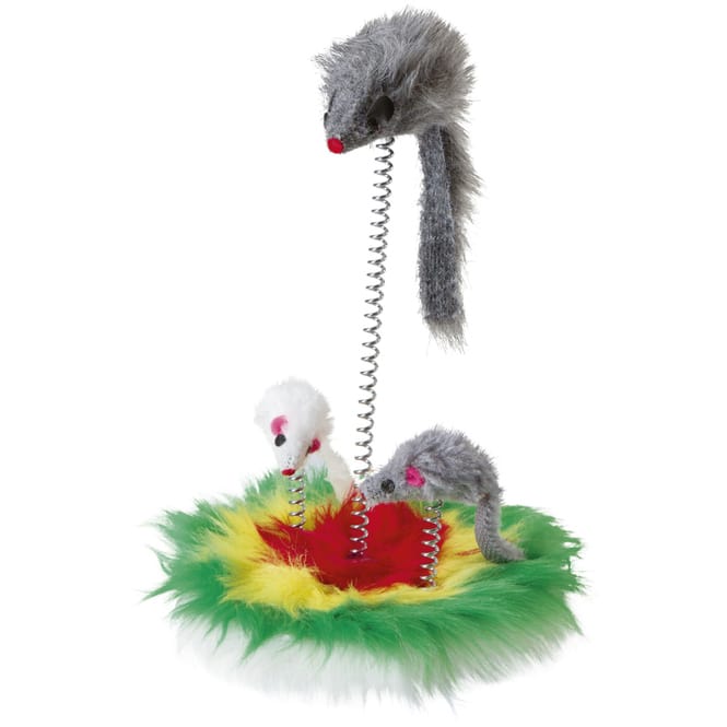 Katzenspielzeug - Mouse Swing - Fellmäuse auf Federn