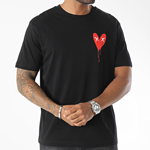 Tee Shirt Oversize Large Heart Series Red Noir