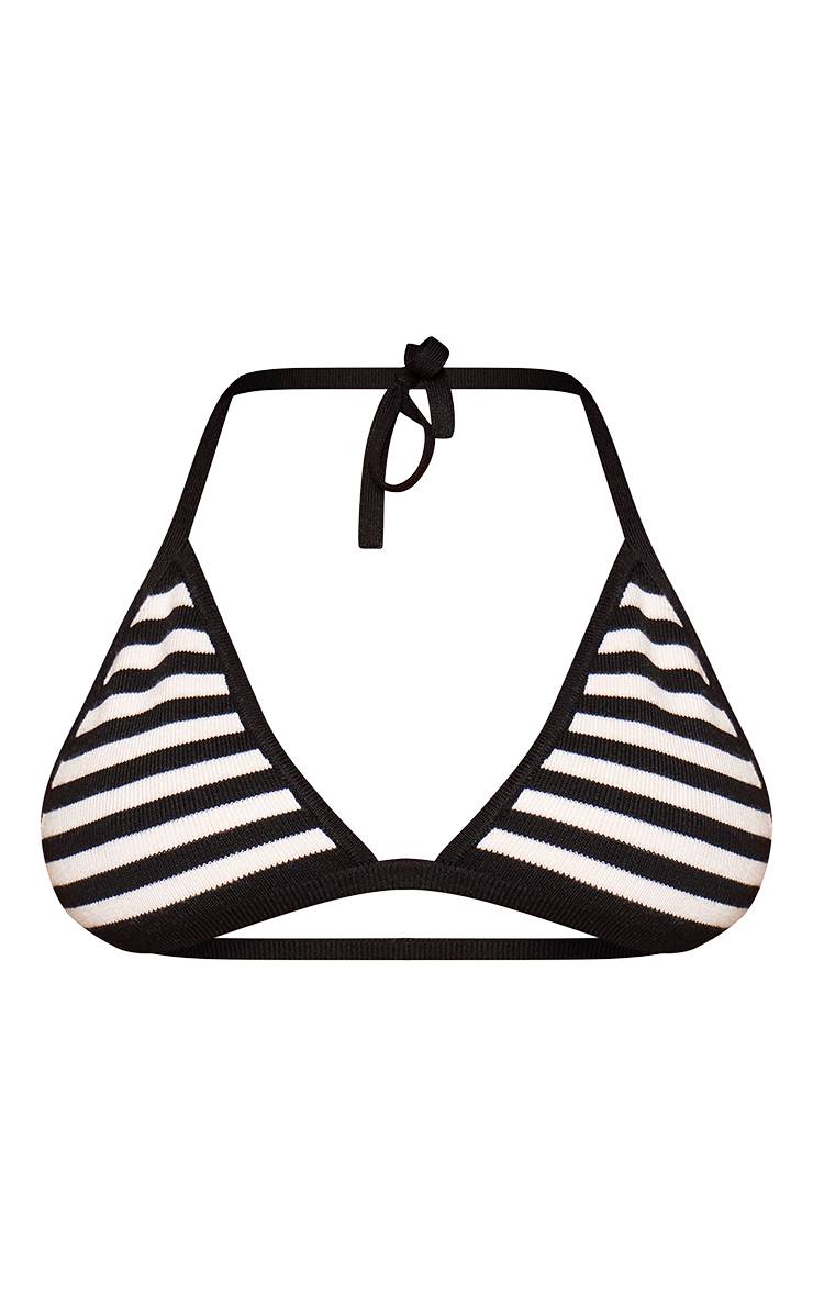 Noir Top Bralette En Maille Compacte À Rayures Petite