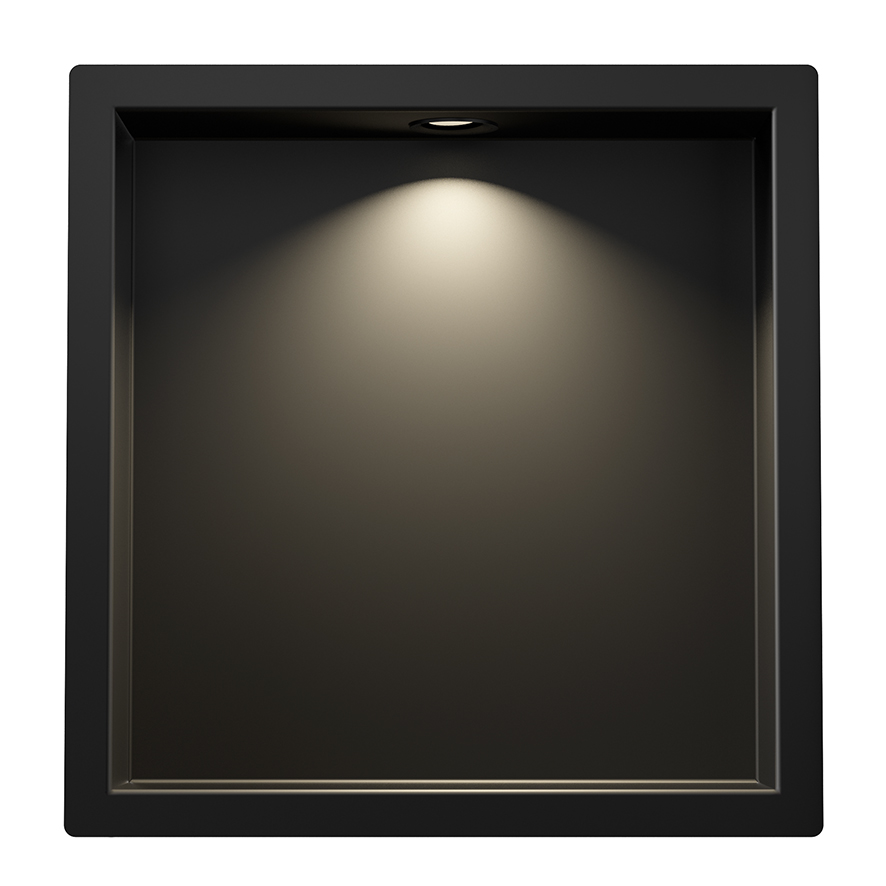 Mueller Black inbouwnis met LED verlichting 30x30cm zwart mat