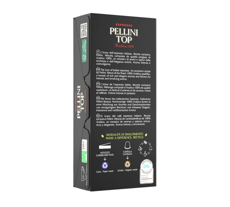 10 capsules compatibles Nespresso® Espresso 100% Arabica - PELLINI TOP