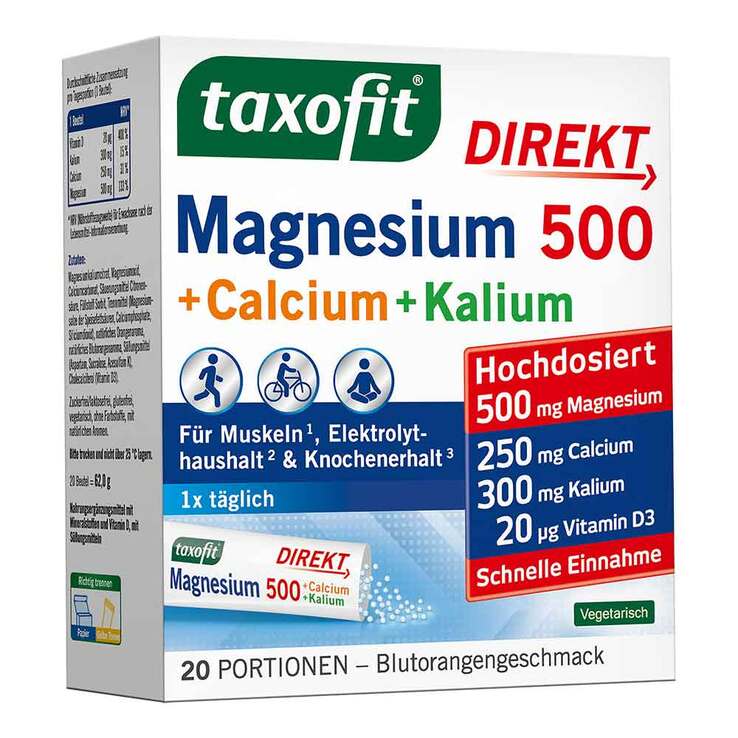 Taxofit Magnesium 500 + Calcium + Kalium Direkt Granulat , 20 St