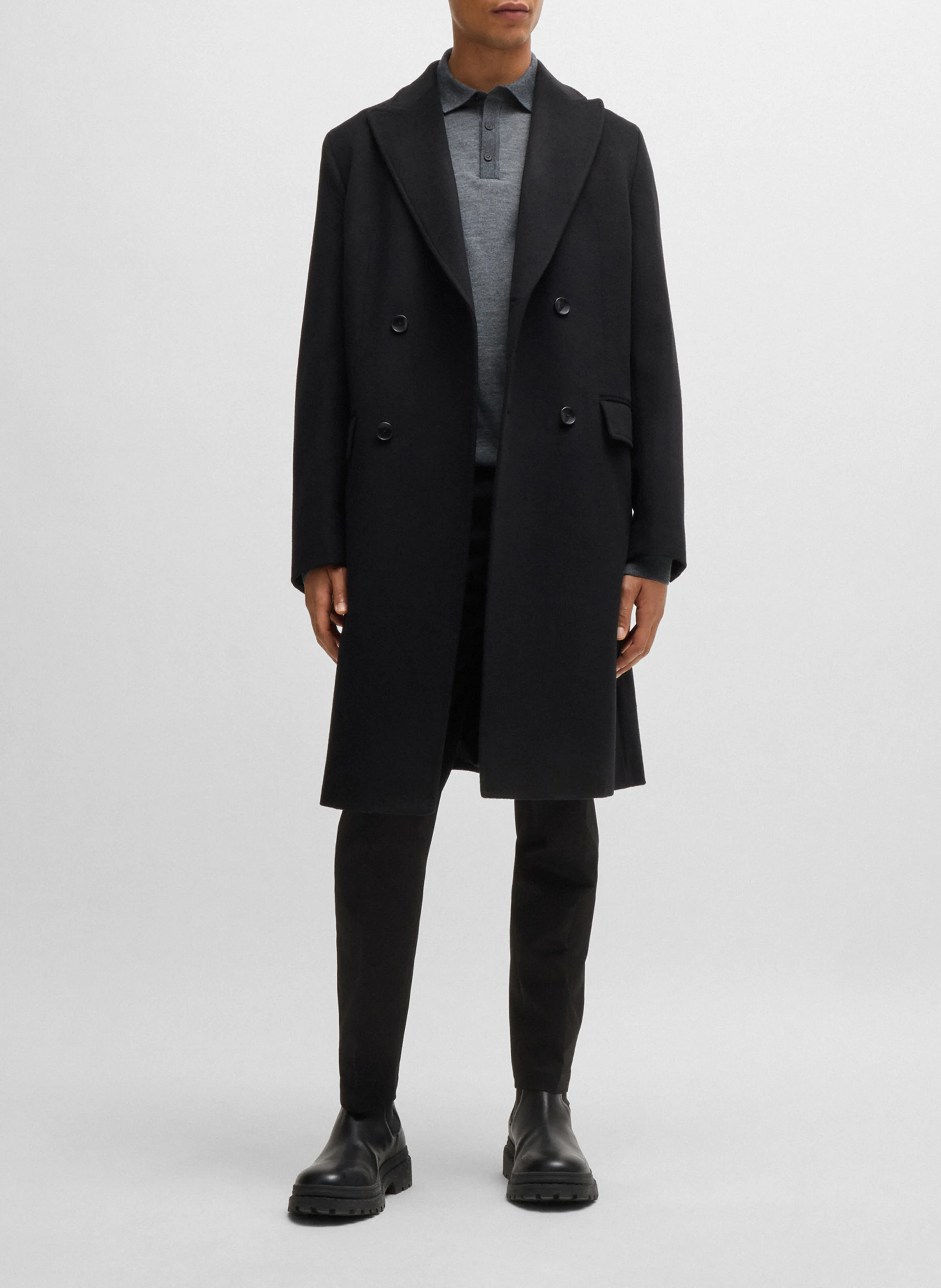 Polo slim-fit en laine | Argent