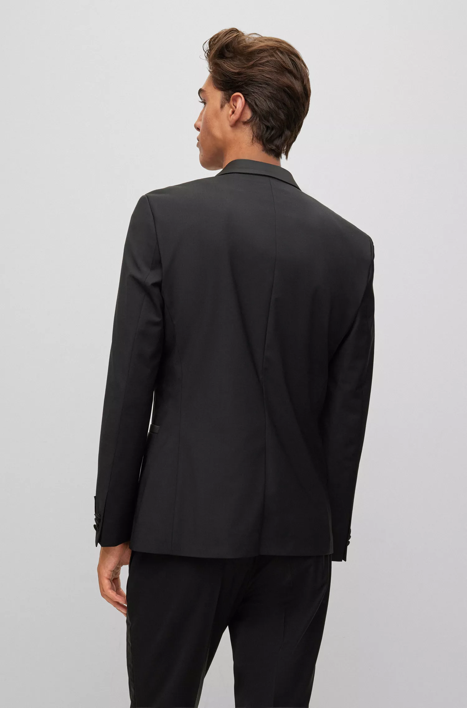 Jaqueta HUGO vermelha, extra slim fit, em mistura de lã elástica.