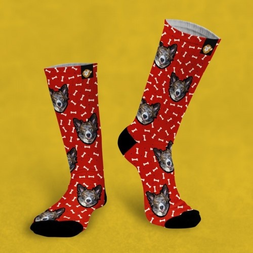 Meias personalizadas para cachorro, vermelhas.