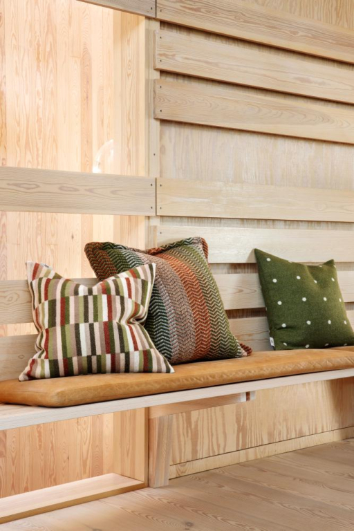 Røros Tweed Ida kussen 50x50 Olive Burgundy