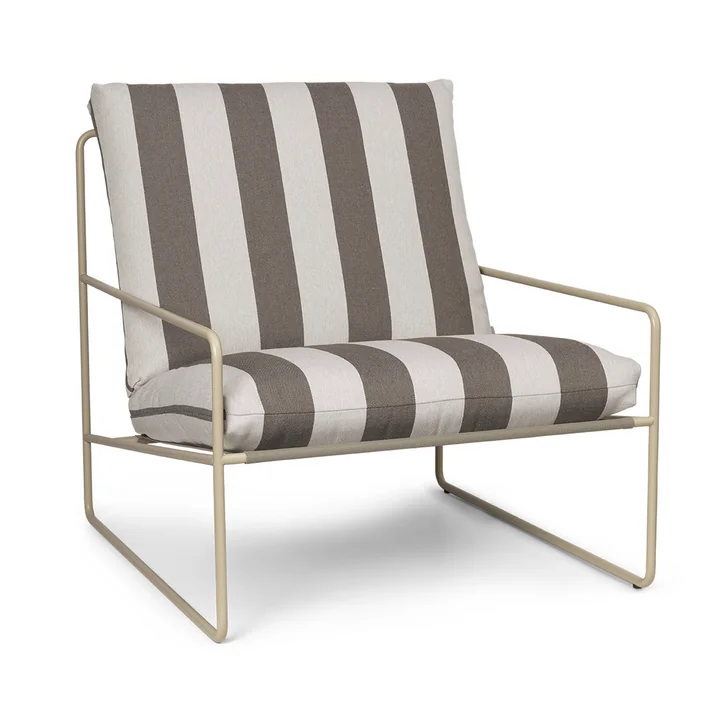 Ferm Living - Desert Stripe Outdoor Sessel, cashmere / chocolate