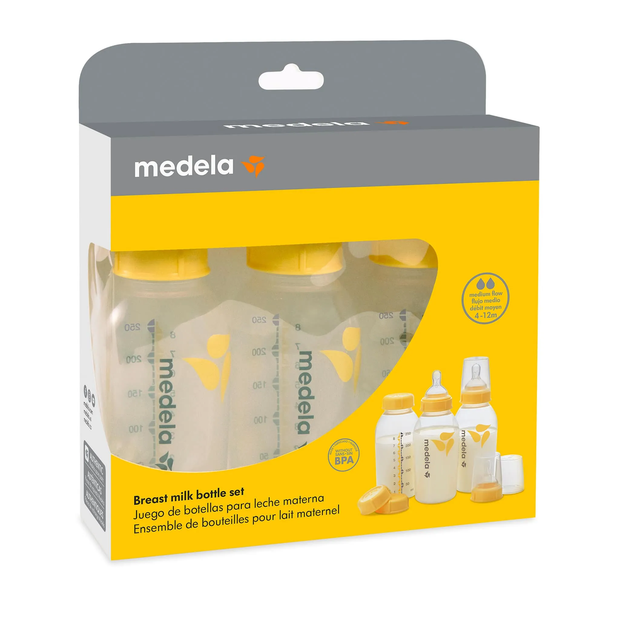 Medela Ensemble Bouteilles de Conservation pour Lait Maternel (3) - 250ml