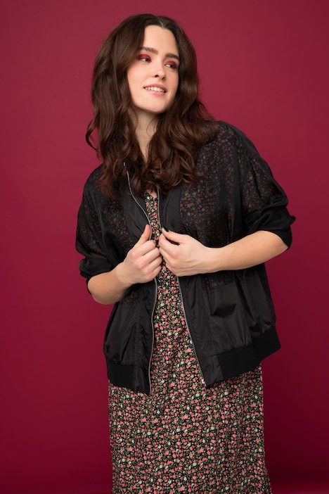 Blouson, oversized, transparenter Chiffon, Langarm