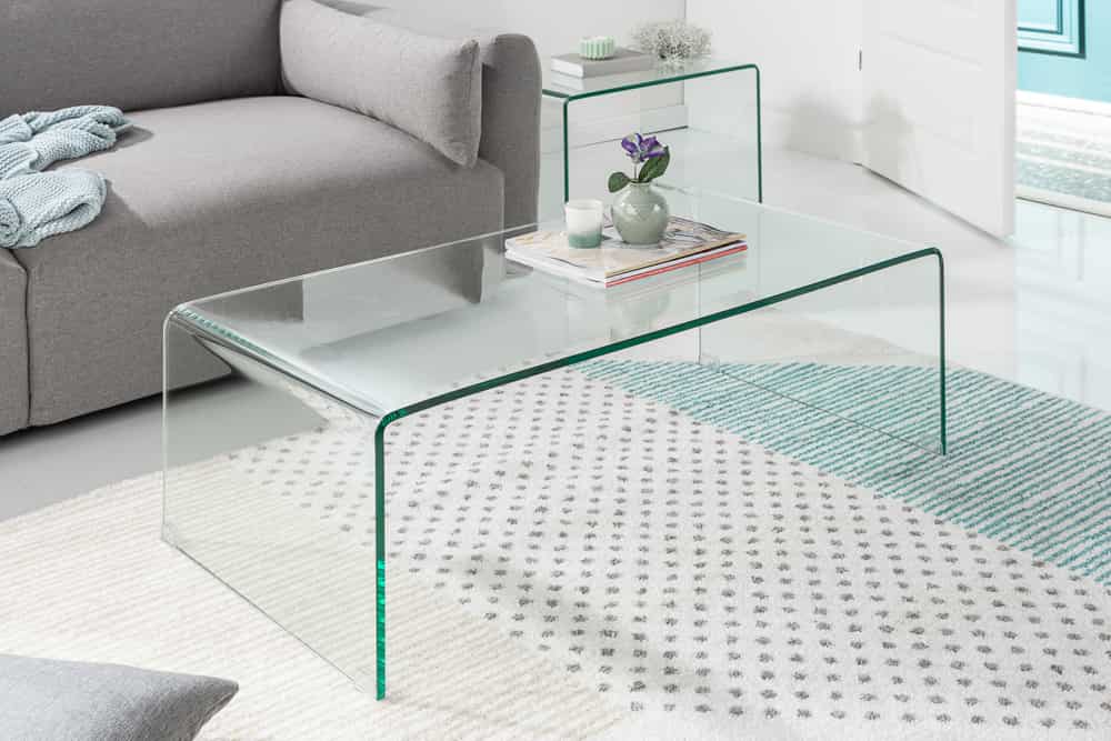 Hochwertiges 2er Set Glas Couchtisch FANTOME 100cm transparent
