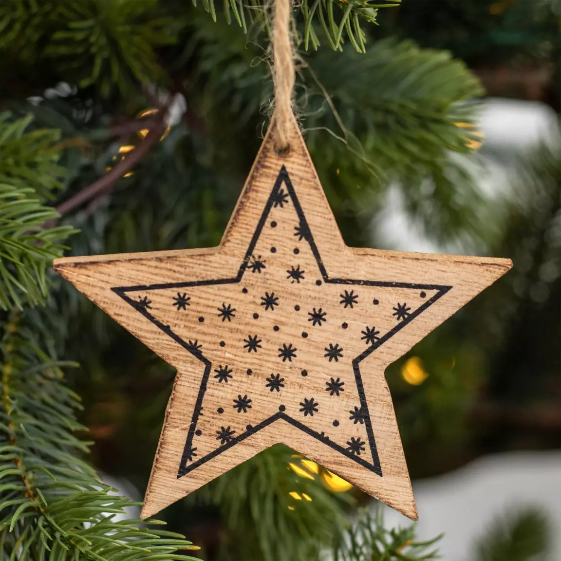 Lot de 3 étoiles et sapins à suspendre (H12 cm) Bois Naturel