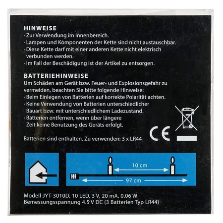 Idena 10er Set Korkenlicht, mit je 10 LED´s, warmweiß, inklusive Batterien
