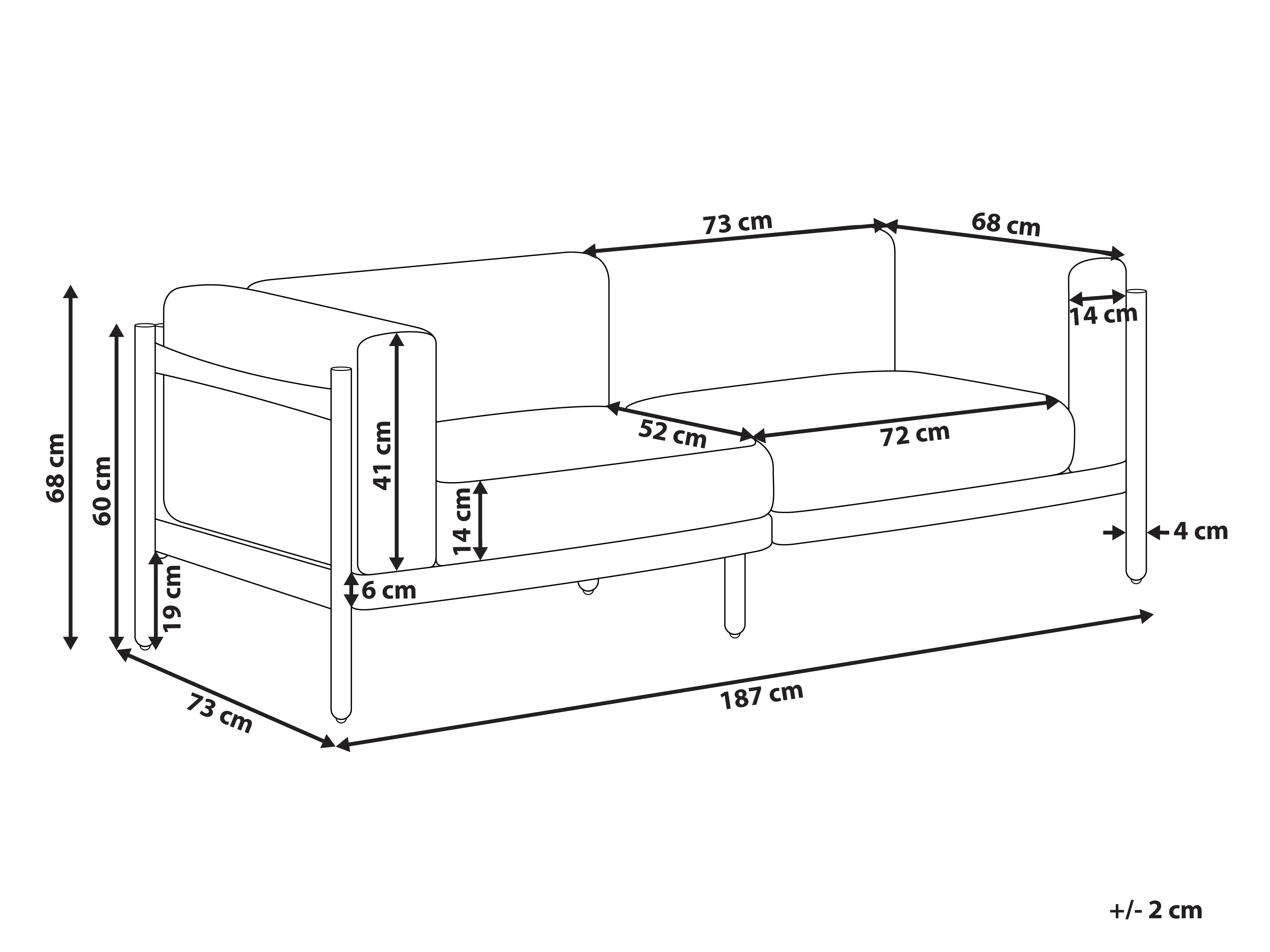 Tuin loungebank 2-zits FERRETTI Lichtbeige