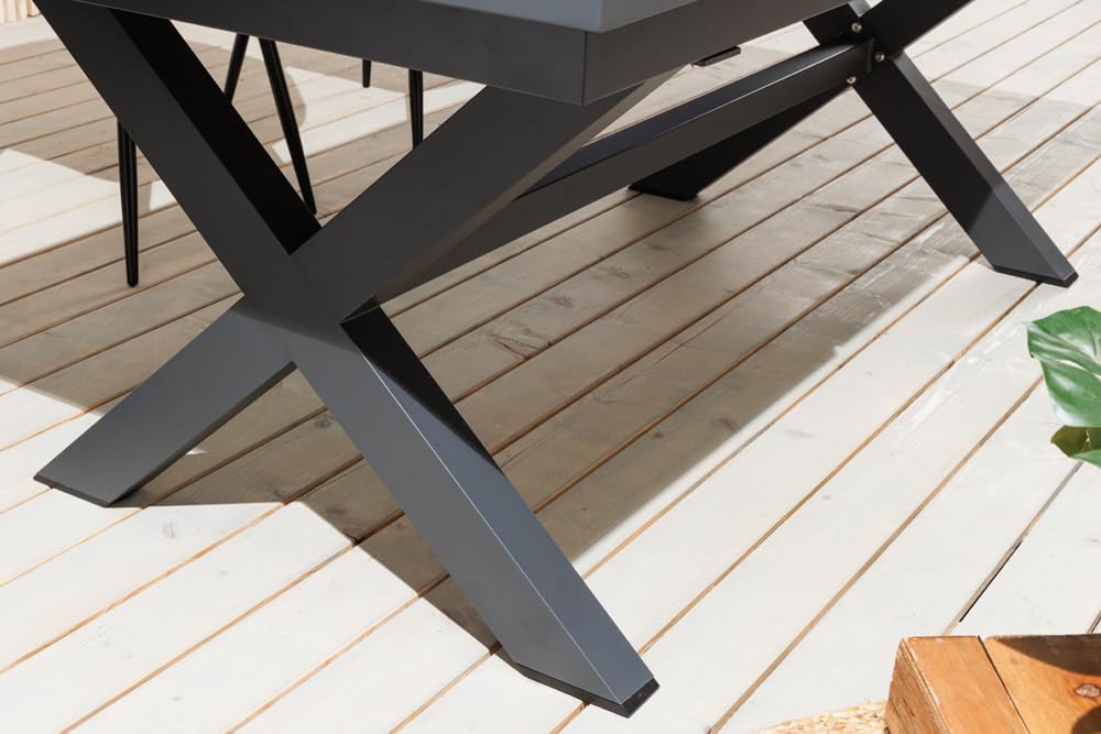 Riess Ambiente Ausziehbarer Outdoor Esstisch Empire 180-240cm hellgrau Keramik anthrazit Gartentisch wetterfest Terrassentisch Dachterrassentisch Balkontisch Tisch