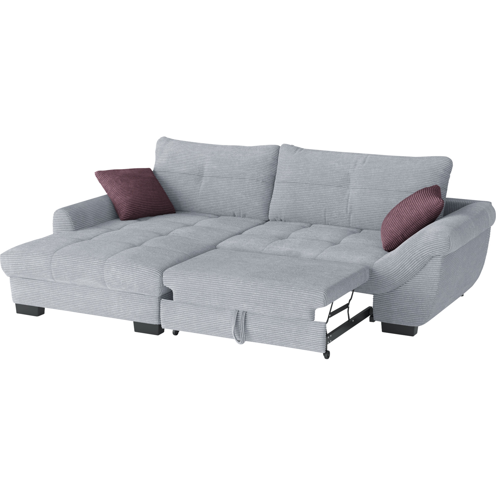 Ecksofa Desiree, Cordstoff grau, Recamière links