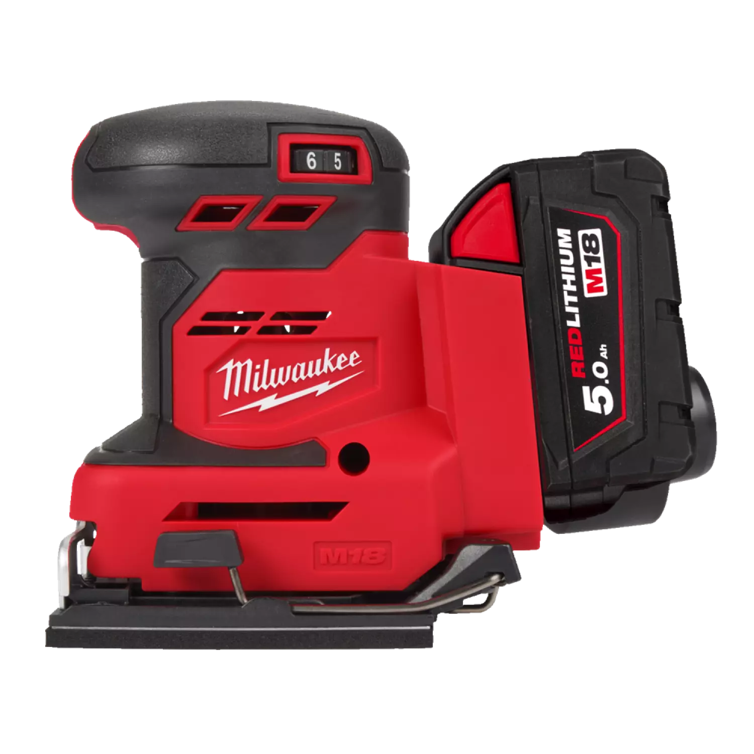Milwaukee M18 BQSS-502B 18V Li-ion accu vlakschuurmachine set (2x 5.0Ah) in transporttas