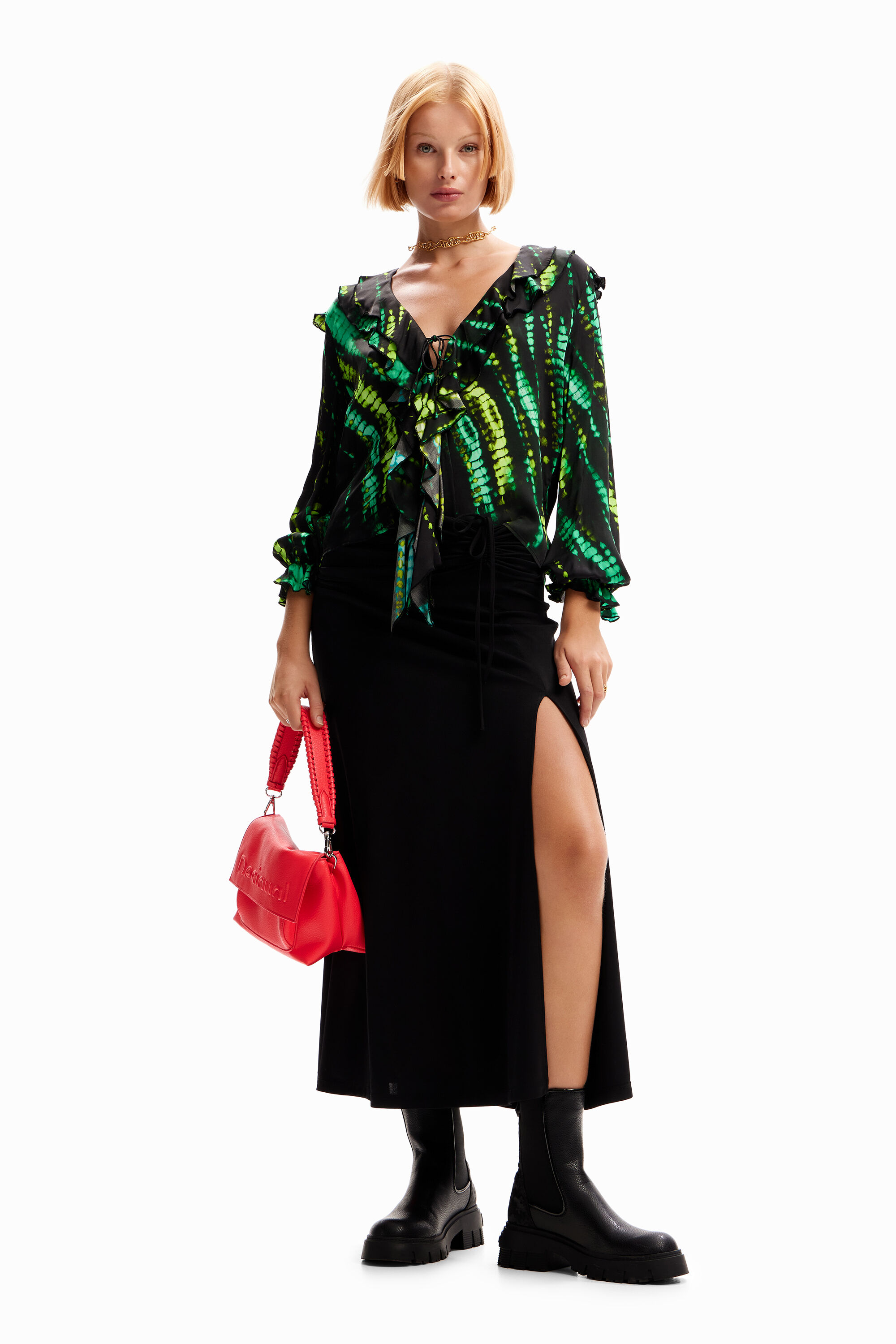 Blouse volants tie and dye