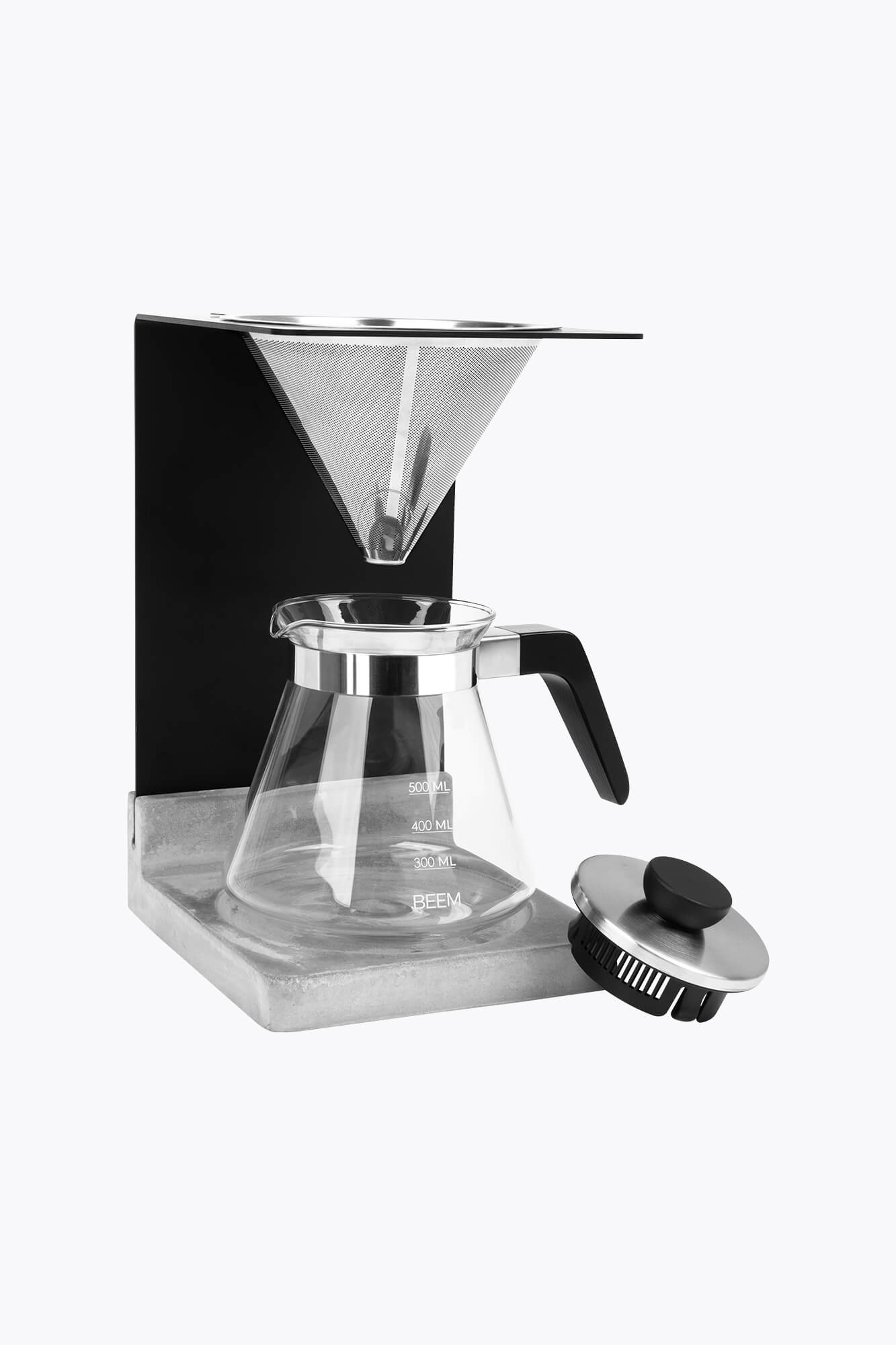 BEEM Kaffeebereiter Set Pour Over Beton 500ml Schwarz/Edelstahl
