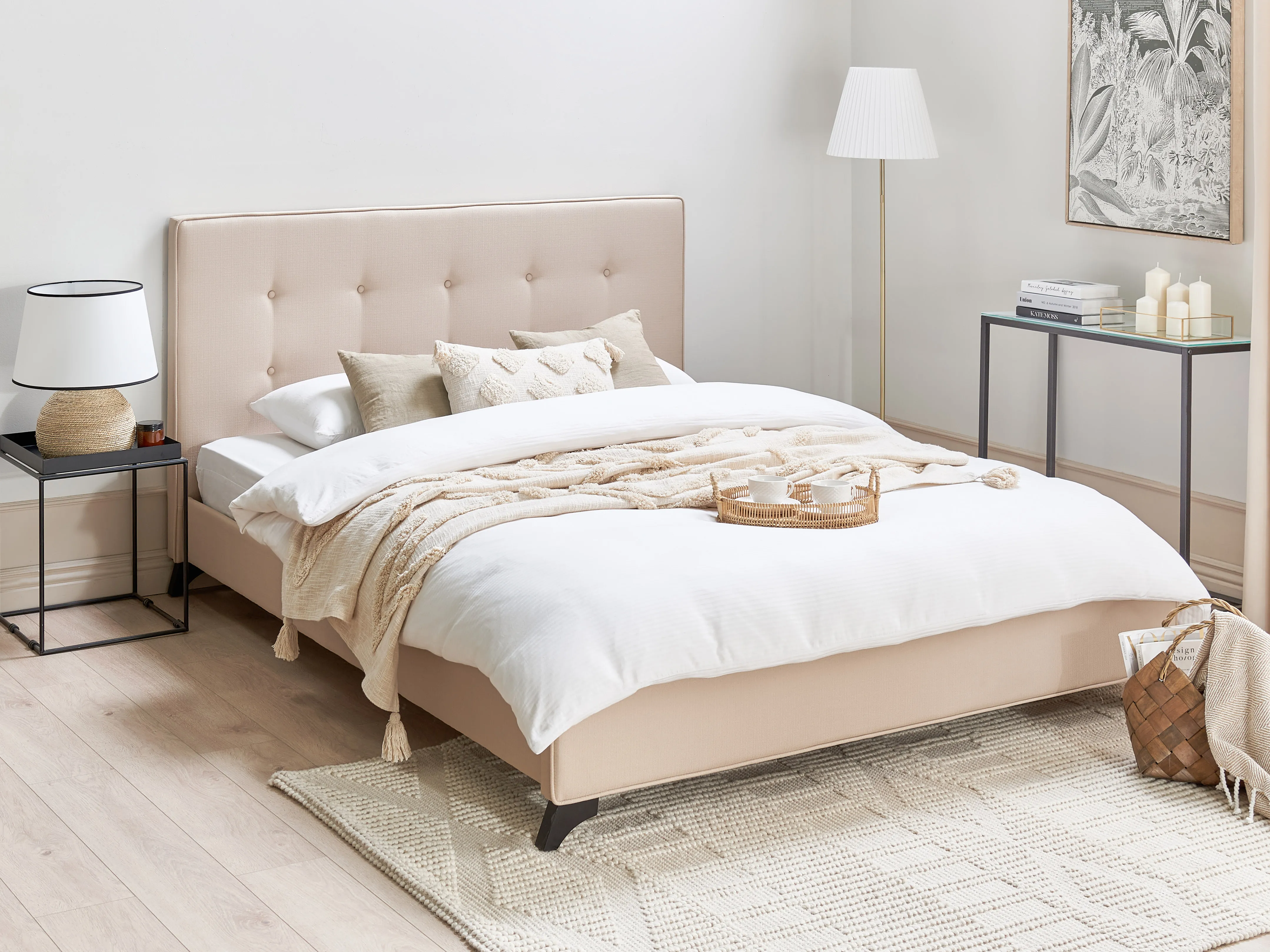 Bed Stof AMBASSADOR 160 x 200 cm Beige