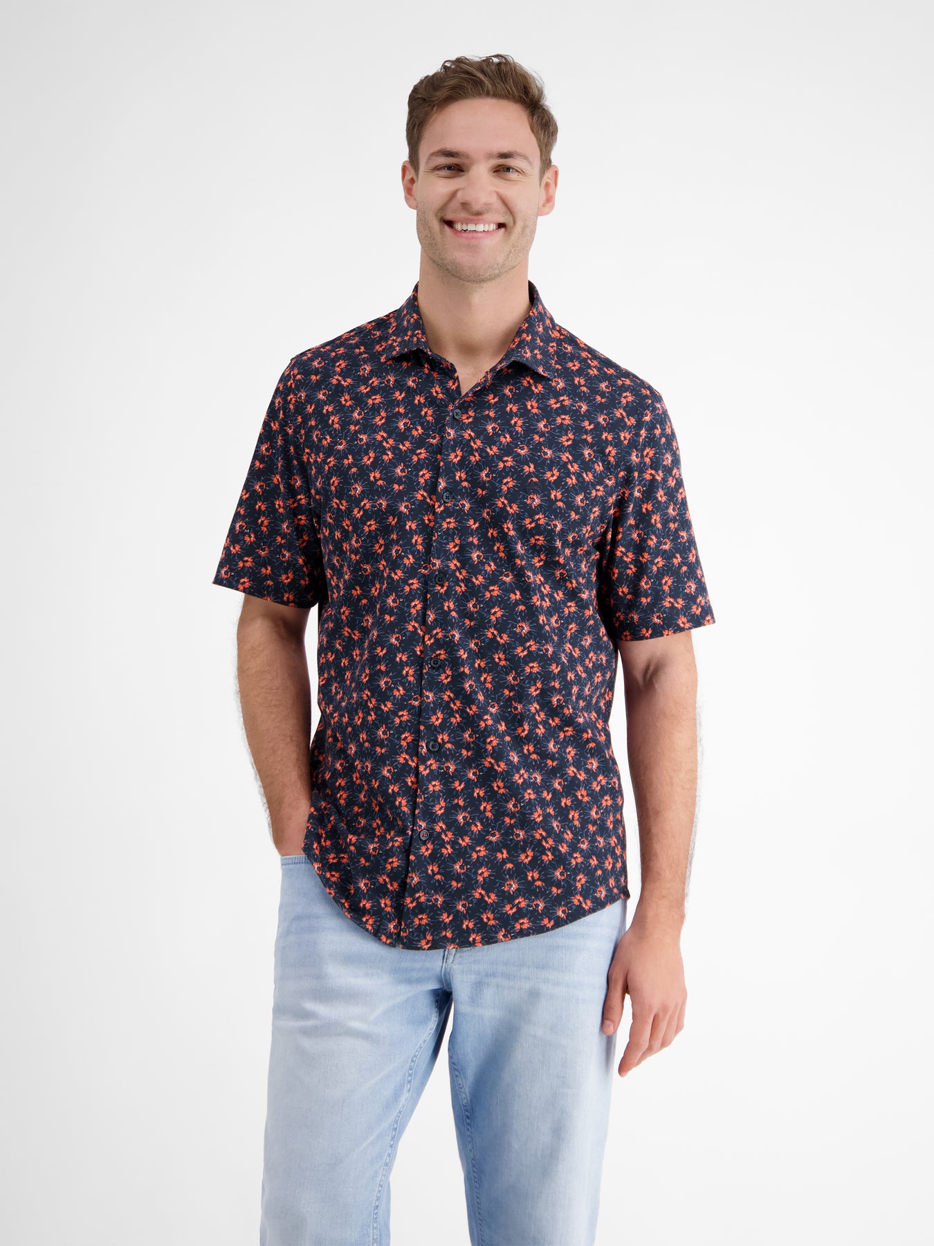 Herren Jerseyhemd, floral gemustert
