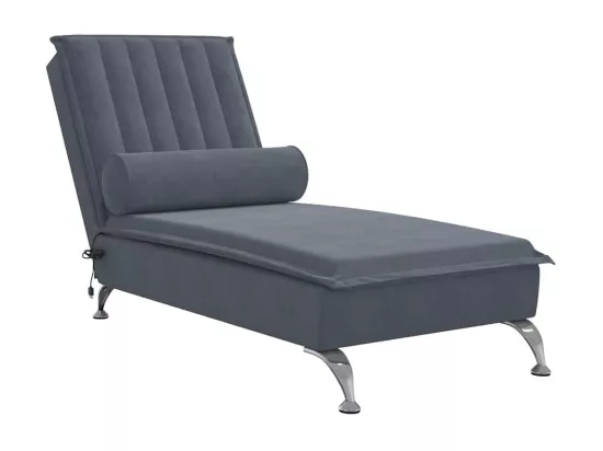 Prolenta Premium - Chaise longue de massage avec traversin gris foncé velours