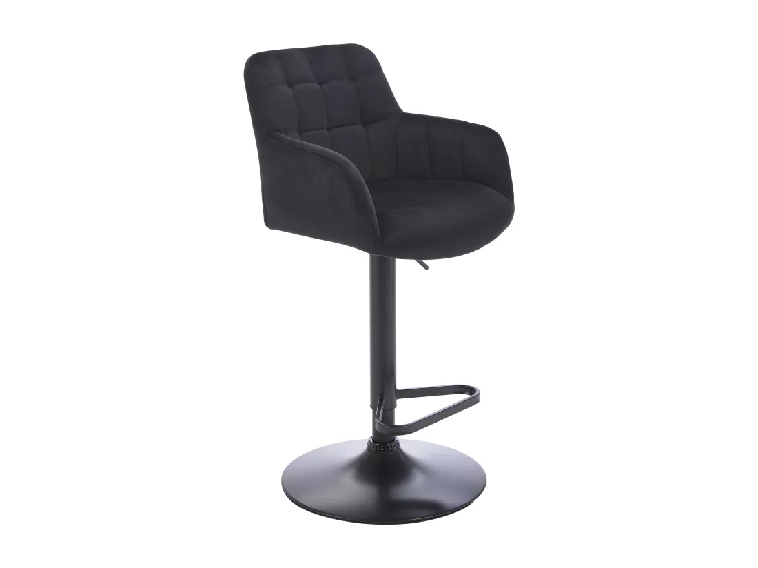 Lot de 2 tabourets de bar en velours et métal - Hauteur réglable - Noir - PEGA de Pascal MORABITO