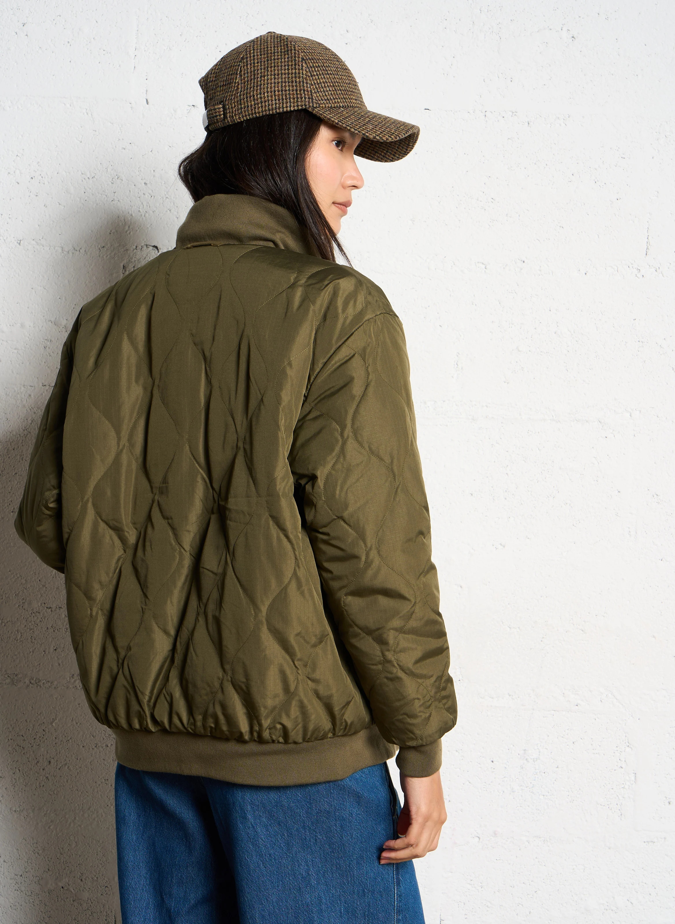Veste droite réversible col montant | Kaki